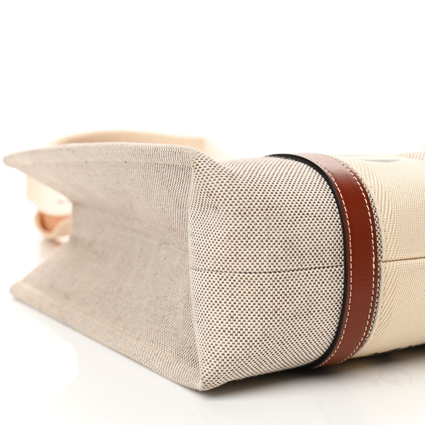 Cotton Calfskin Medium Woody Ribbon Tote White Brown