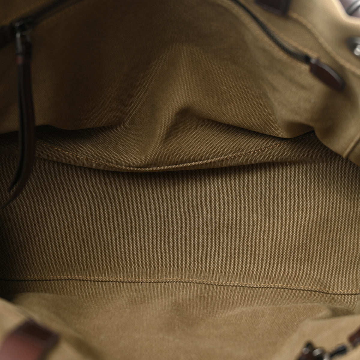 Prada Canvas Calfskin Large Route Shoulder Bag Khaki 5 of 14