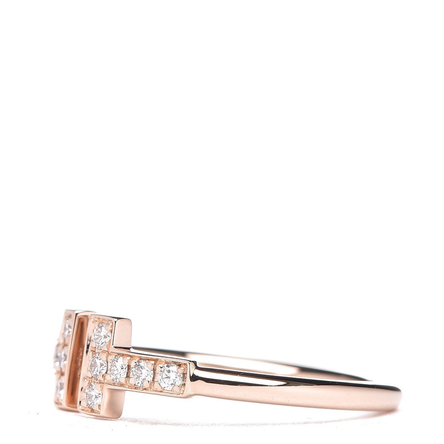 18K Rose Gold Diamond T Wire Ring 53 6.5