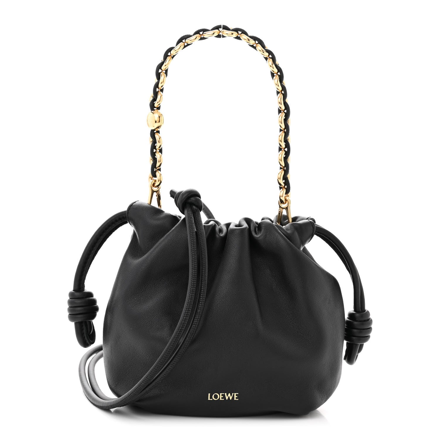 Loewe Mellow Nappa Donut Chain Mini Flamenco Knot Clutch Black 1 of 10