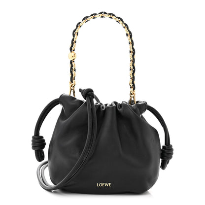 Loewe Mellow Nappa Donut Chain Mini Flamenco Knot Clutch Black 1 of 10