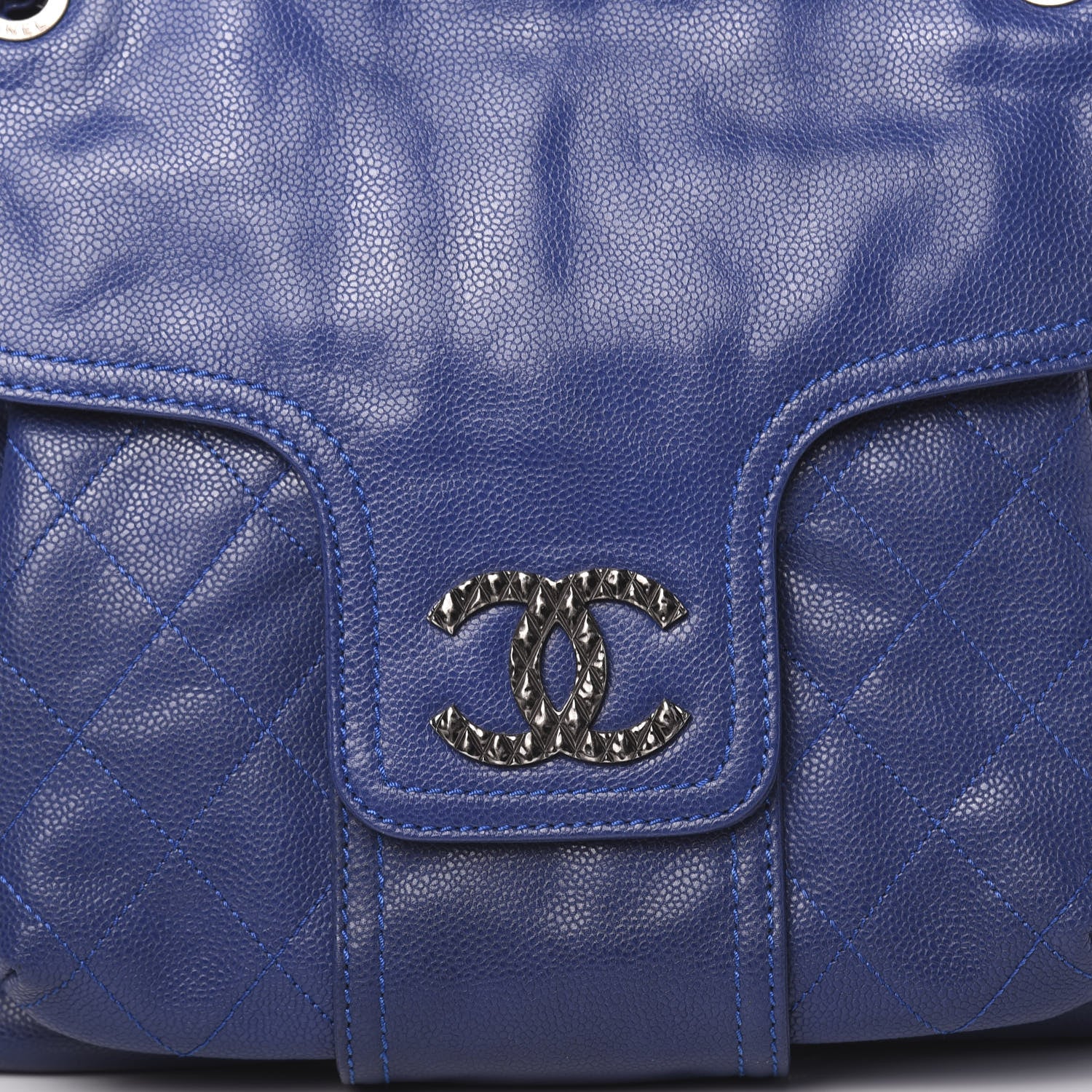 Chanel Glazed Caviar Coco Rider Flap Hobo Navy Blue 8 of 10