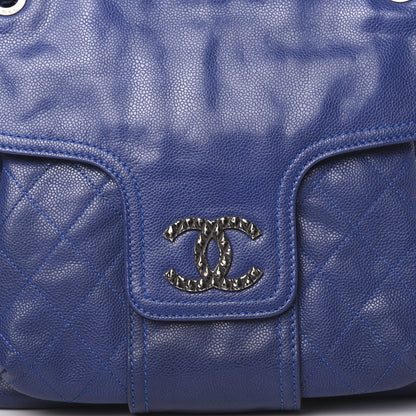 Chanel Glazed Caviar Coco Rider Flap Hobo Navy Blue 8 of 10