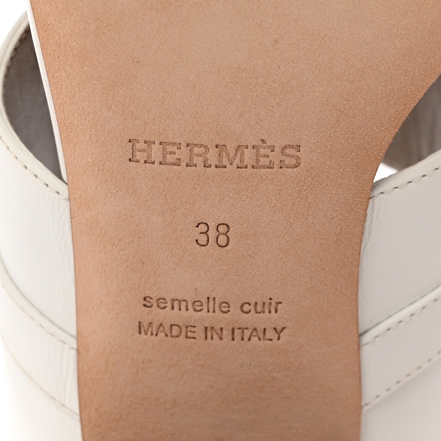 Hermes Calfskin Ovation Buckle Sandals 38 White 6 of 12