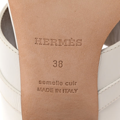 Hermes Calfskin Ovation Buckle Sandals 38 White 6 of 12