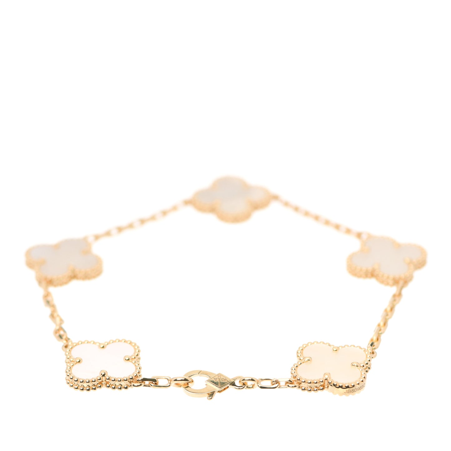 18K Yellow Gold Mother of Pearl 5 Motifs Vintage Alhambra Bracelet