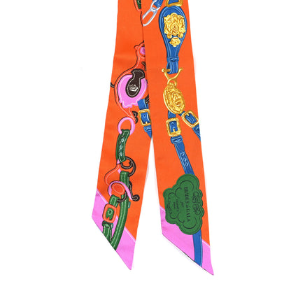 Hermes Silk Brides De Gala Applique Pique Twilly Orange Bleu Azur 2 of 3