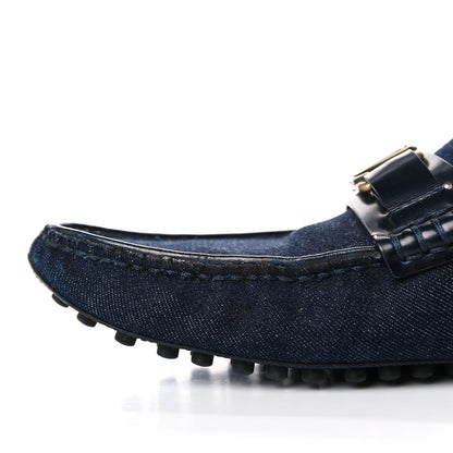 Louis Vuitton Denim Mens Hockenheim Moccasin Loafers 8.5 Marine 21 of 21
