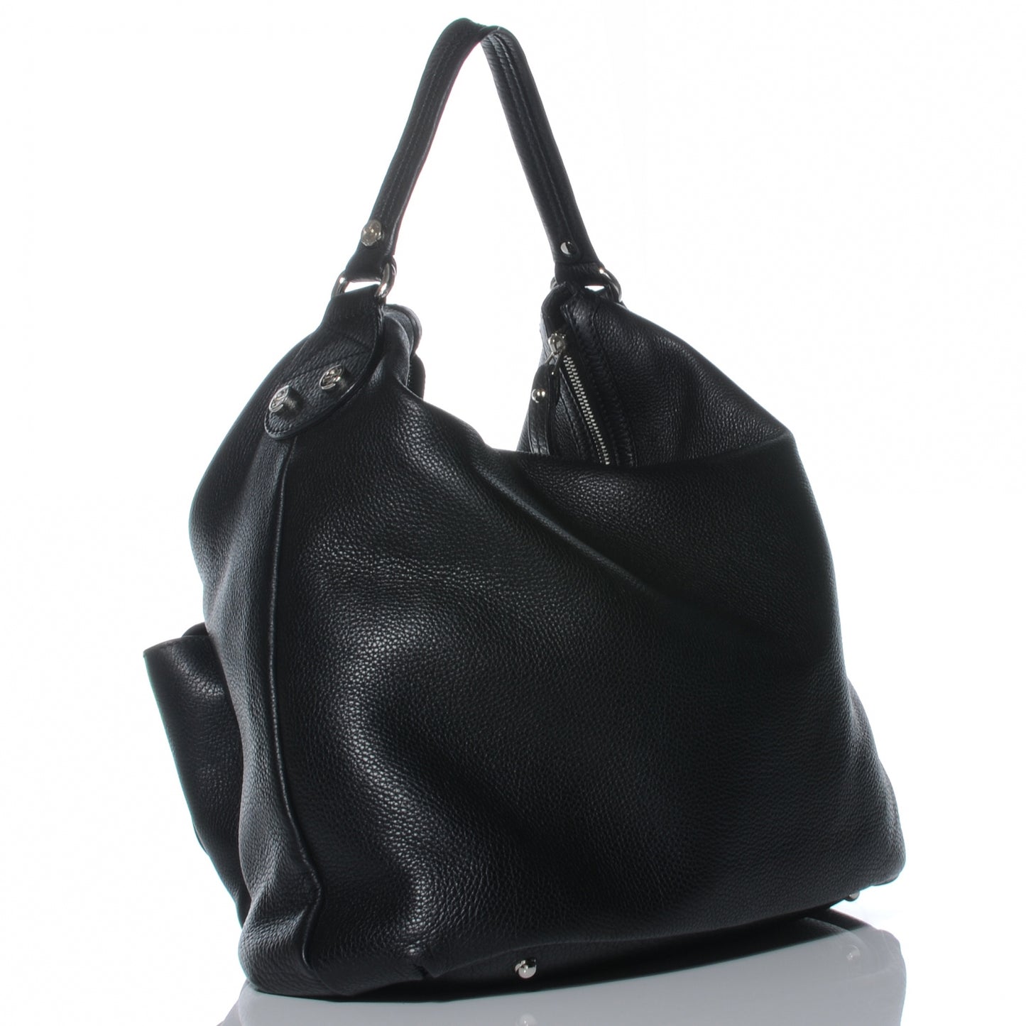 Pebbled Calfskin G Coin Medium Hobo Black