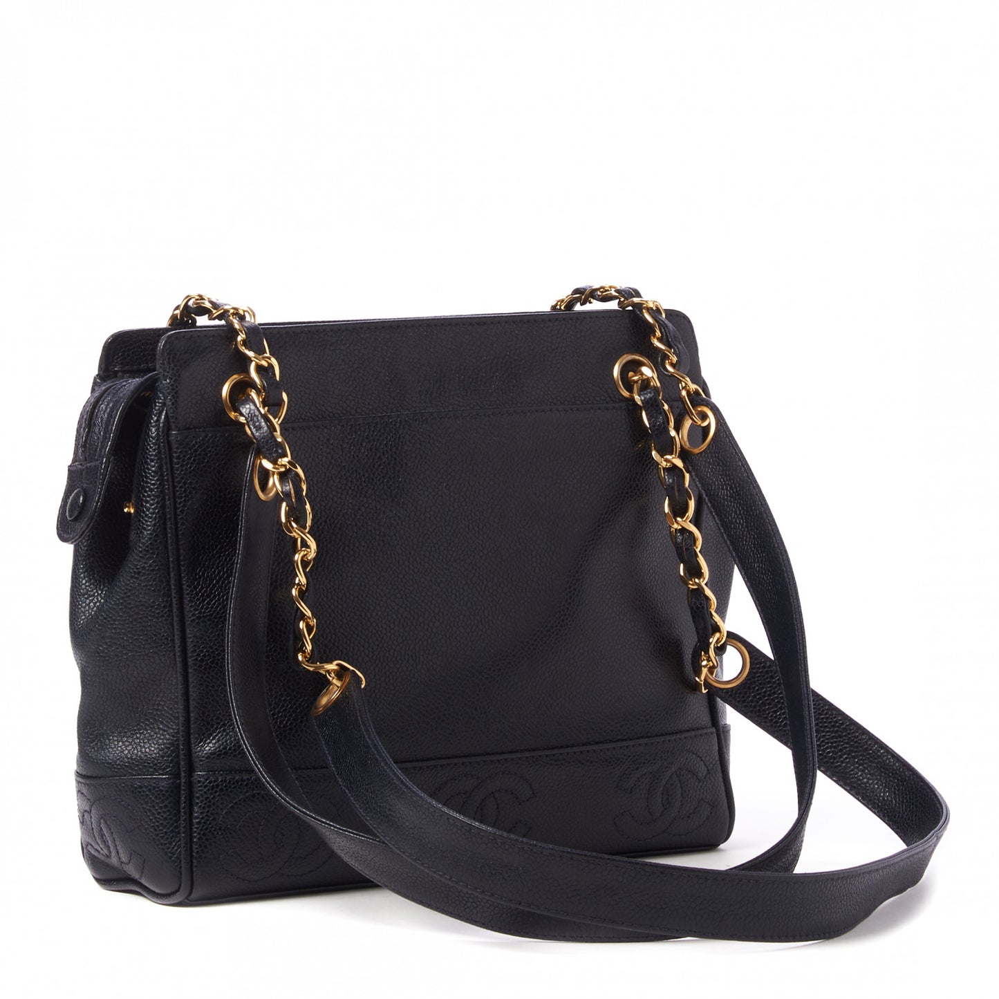 Caviar CC Shoulder Bag Navy Blue