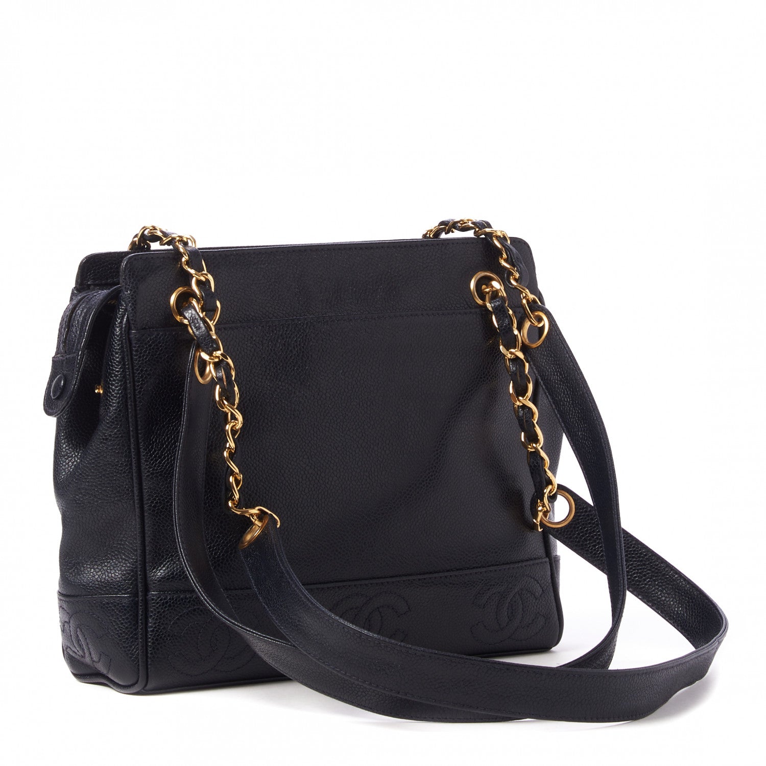 Chanel Caviar CC Shoulder Bag Navy Blue 2 of 8