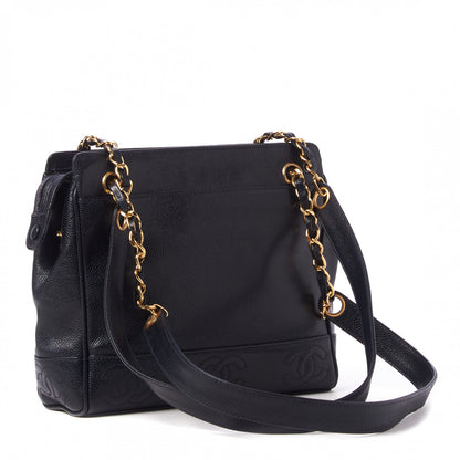 Chanel Caviar CC Shoulder Bag Navy Blue 2 of 8