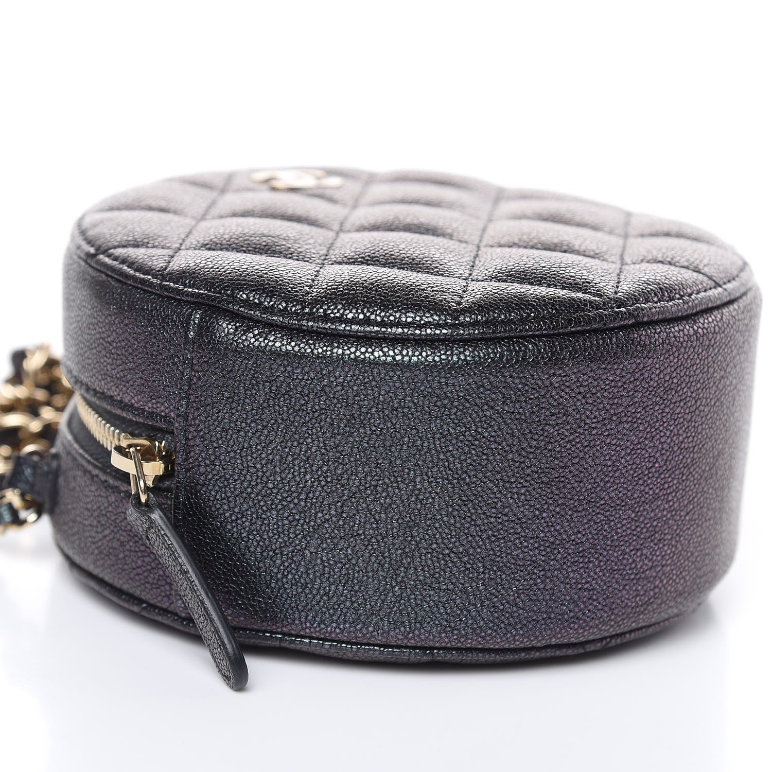Chanel Iridescent Caviar Quilted Round Clutch With Chain Black 5 of 10