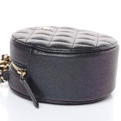 Chanel Iridescent Caviar Quilted Round Clutch With Chain Black 5 of 10