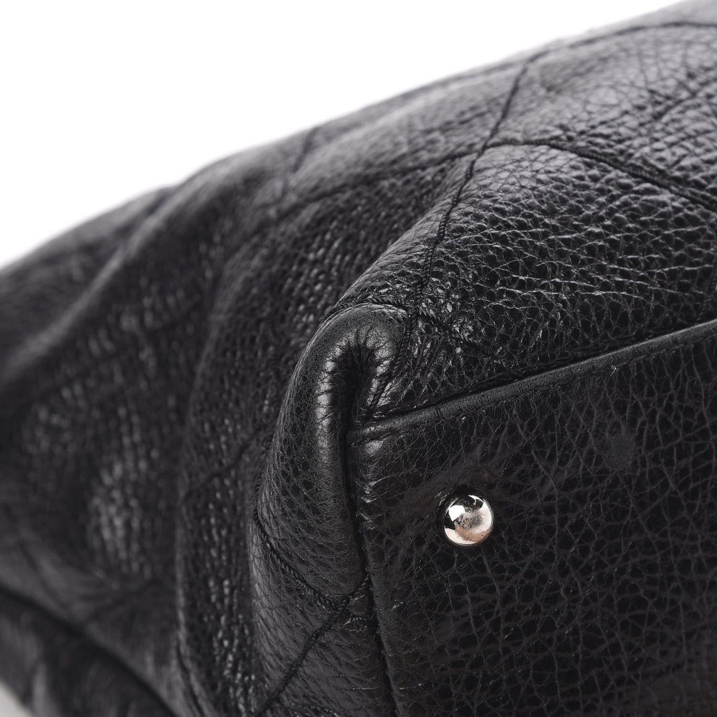 Glazed Calfskin Large On The Road Tote Black