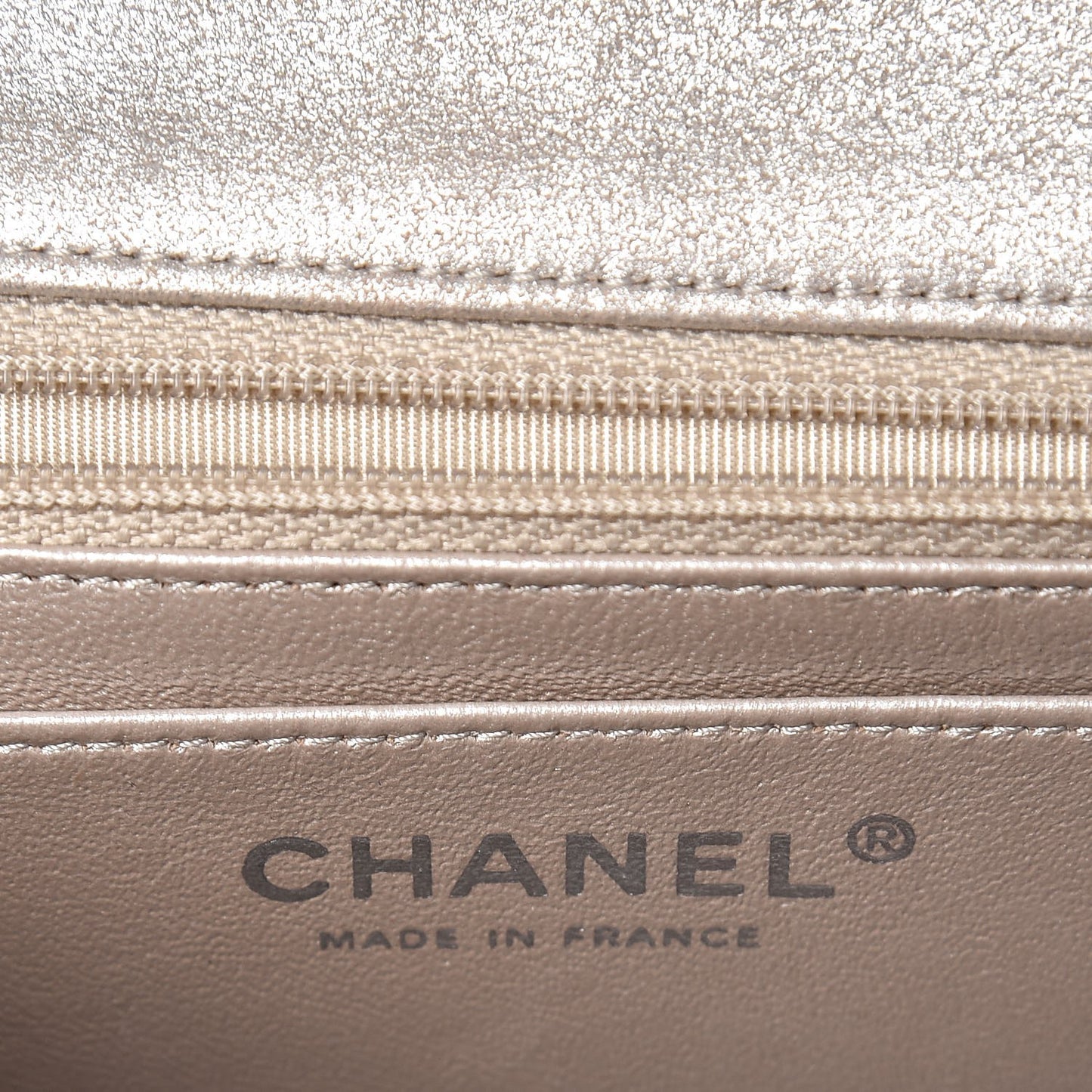 Iridescent Calfskin Quilted Mini Rectangular Flap Light Gold