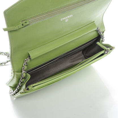 Chanel Patent Quilted Brilliant Wallet On Chain WOC Green 6 of 13