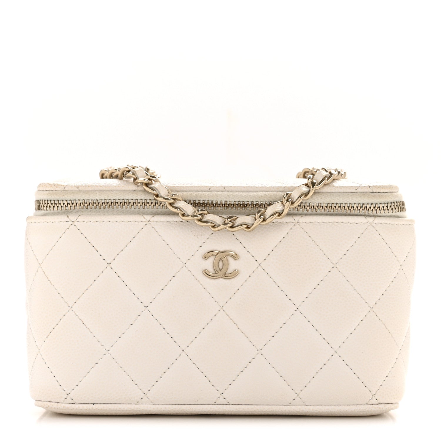 Chanel Caviar Quilted Small Vanity Case With Chain White 1 of 13