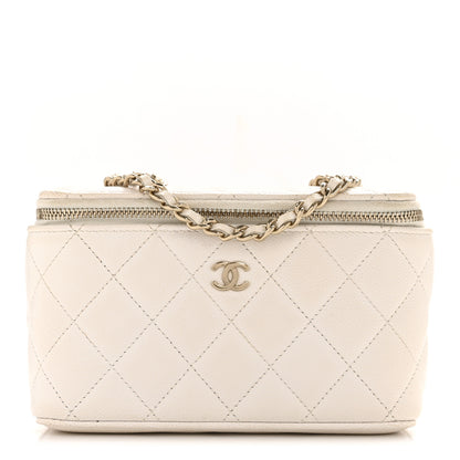 Chanel Caviar Quilted Small Vanity Case With Chain White 1 of 13