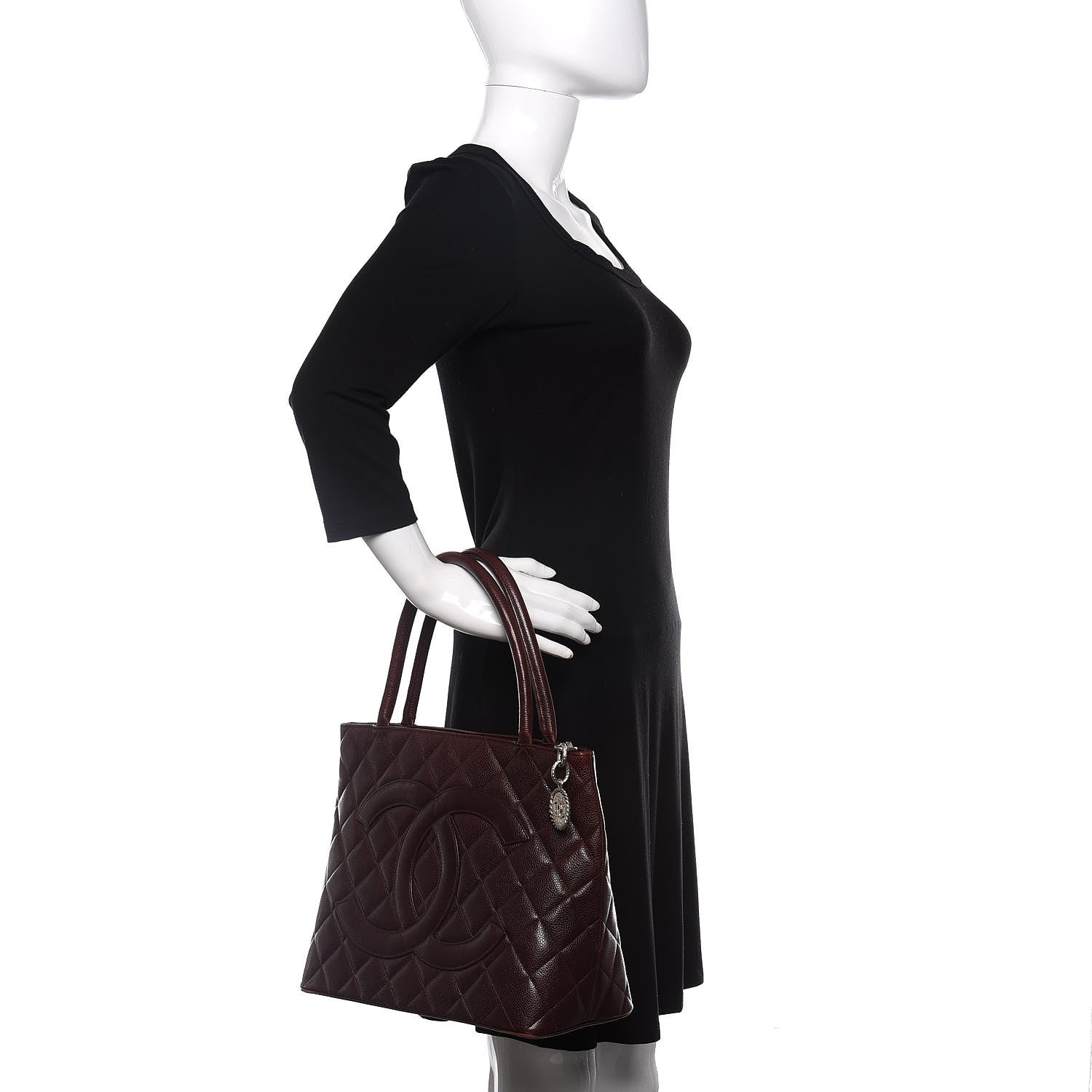 Chanel Caviar Quilted Medallion Tote Bordeaux 2 of 9