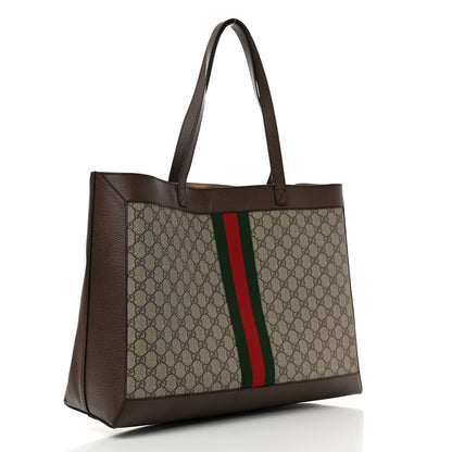Gucci GG Supreme Monogram Web Ophidia Tote Brown 4 of 15