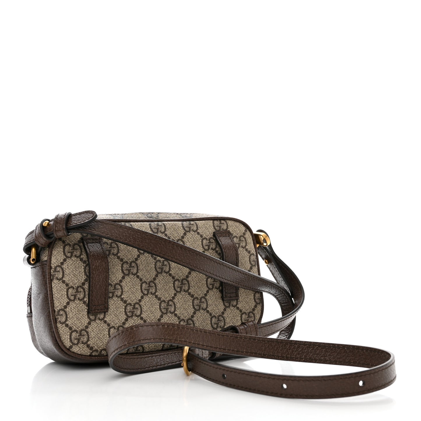 GG Supreme Monogram Textured Dollar Calfskin Web Mini Ophidia Convertible Shoulder Bag Beige Ebony New Acero
