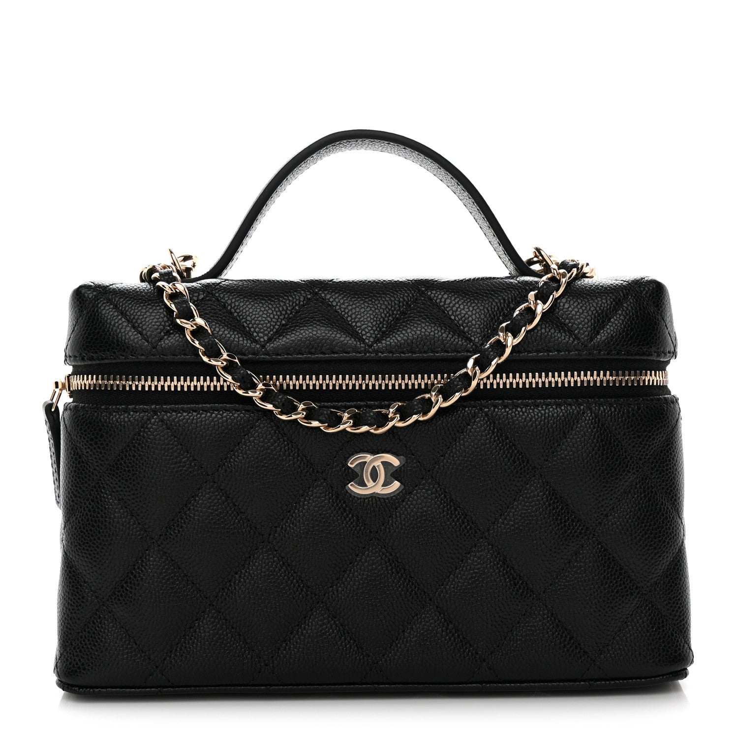 Chanel Caviar Quilted Top Handle Slim Vanity With Chain Black 1 of 11