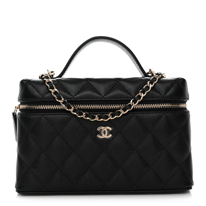 Chanel Caviar Quilted Top Handle Slim Vanity With Chain Black 1 of 11