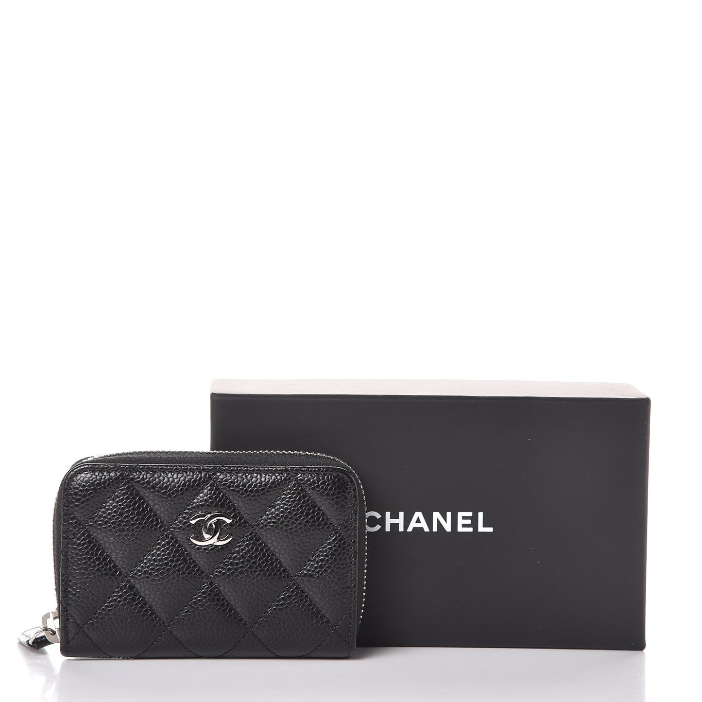 Caviar Quilted Zip Coin Purse Black