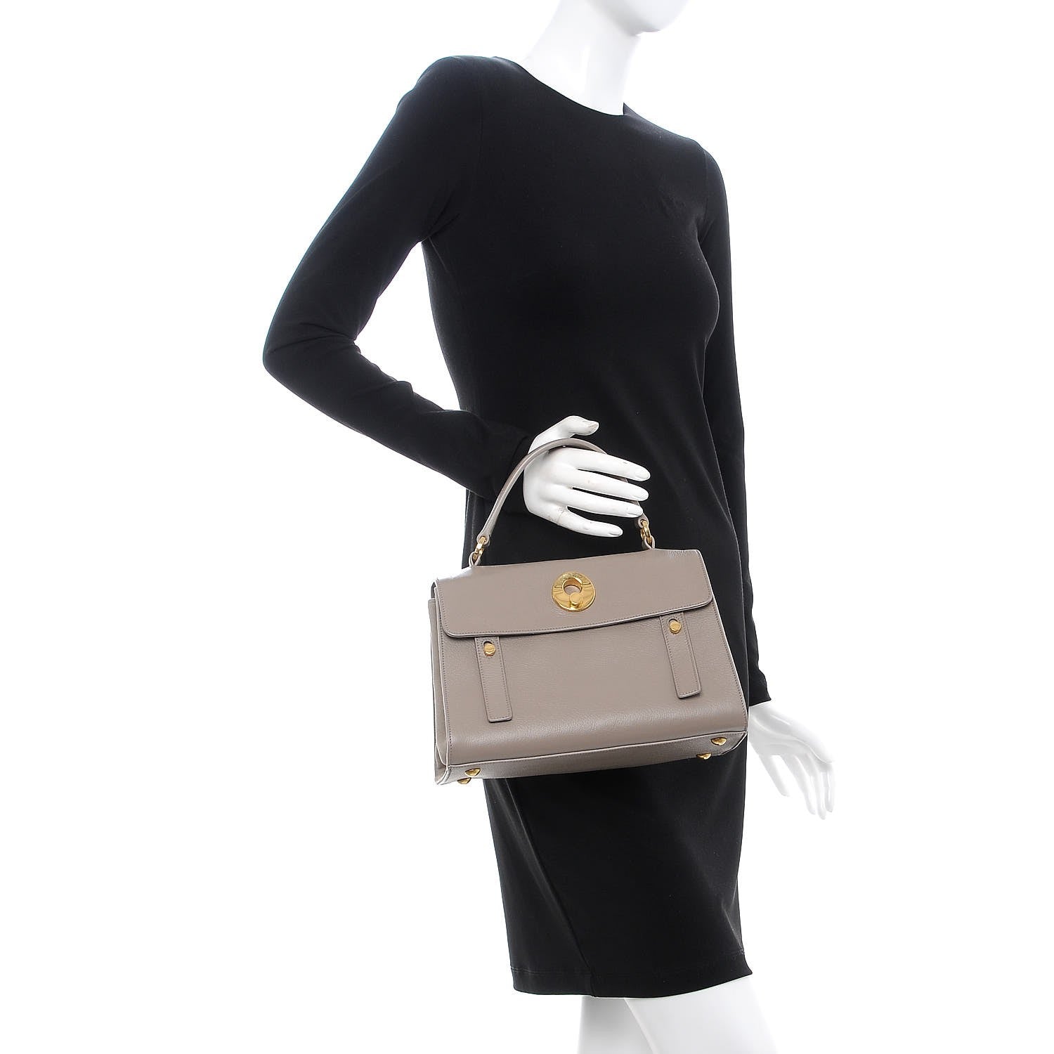 Saint Laurent Calfskin Canvas Small Muse Two Gray 3 of 8