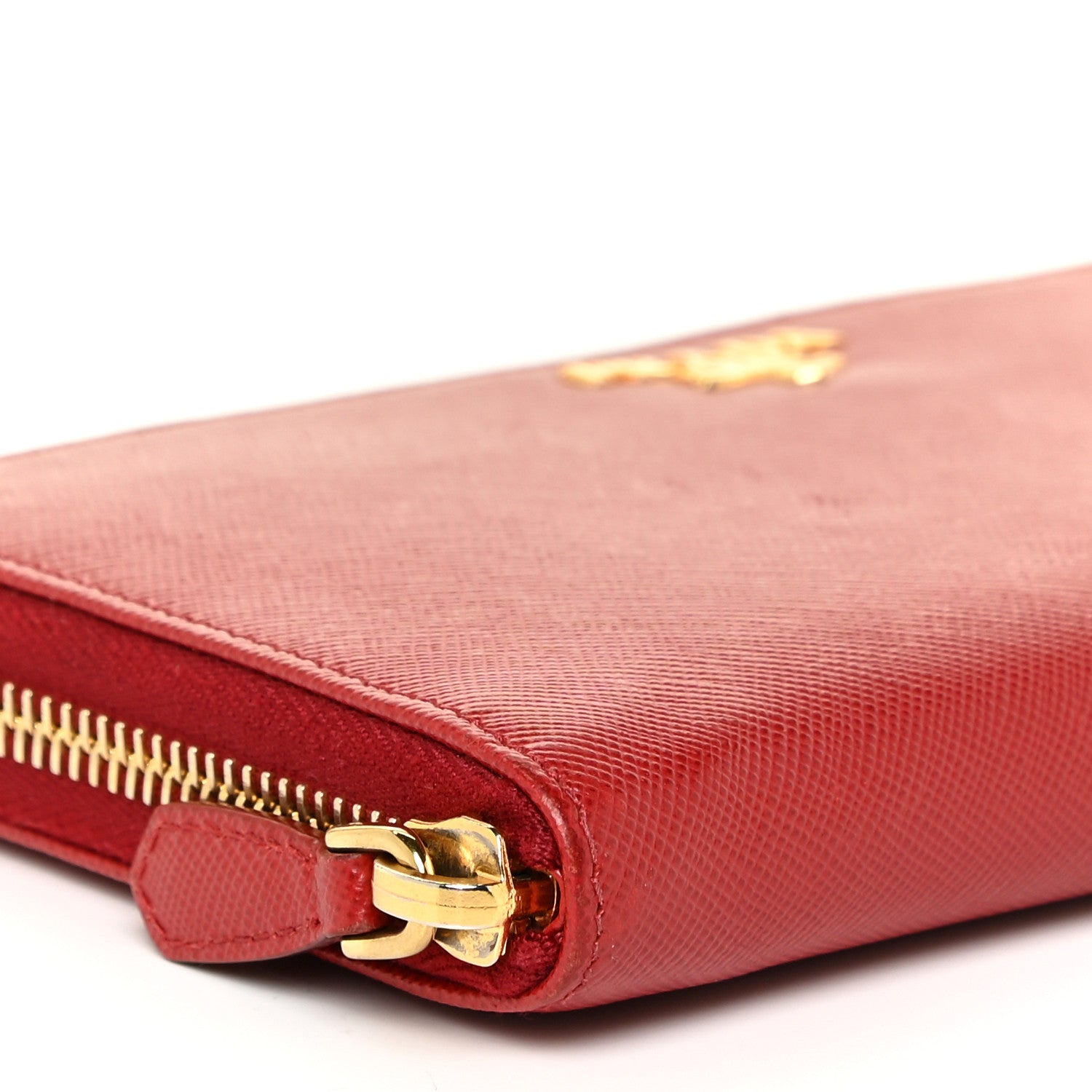 Prada Saffiano Metal Zip Around Wallet Fuoco 8 of 14