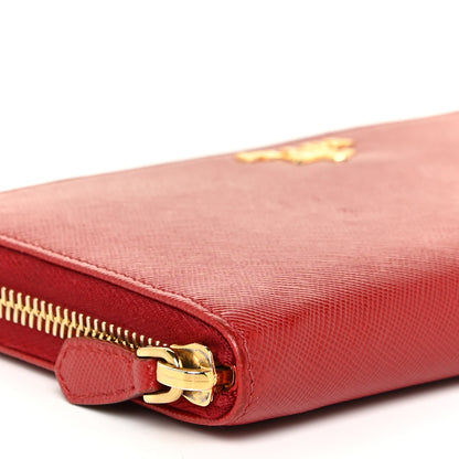 Prada Saffiano Metal Zip Around Wallet Fuoco 8 of 14