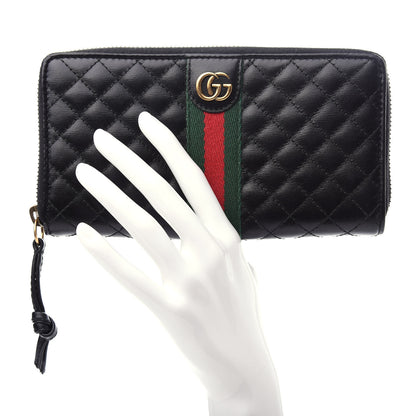 Gucci Calfskin Web Trapuntata GG Zip Around Wallet Black 2 of 7