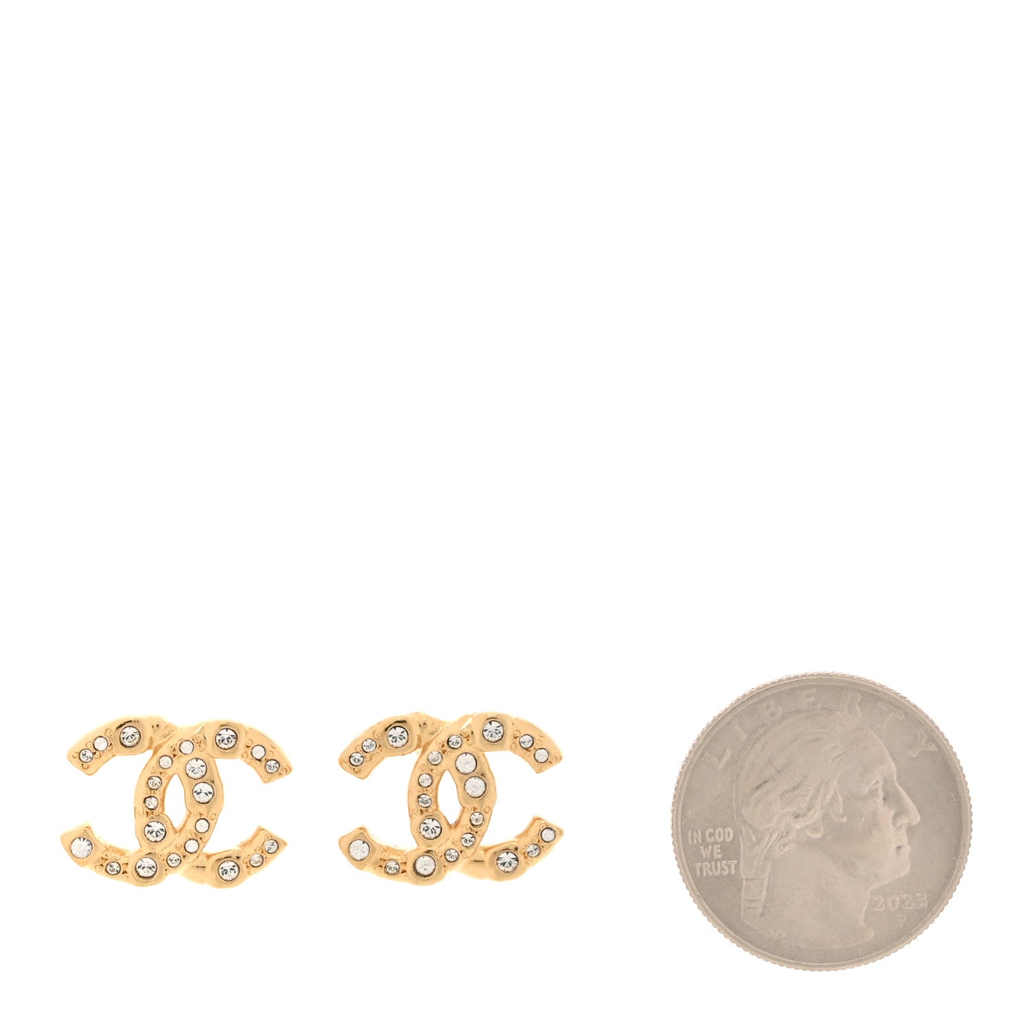 Chanel Crystal CC Earrings Gold 2 of 5