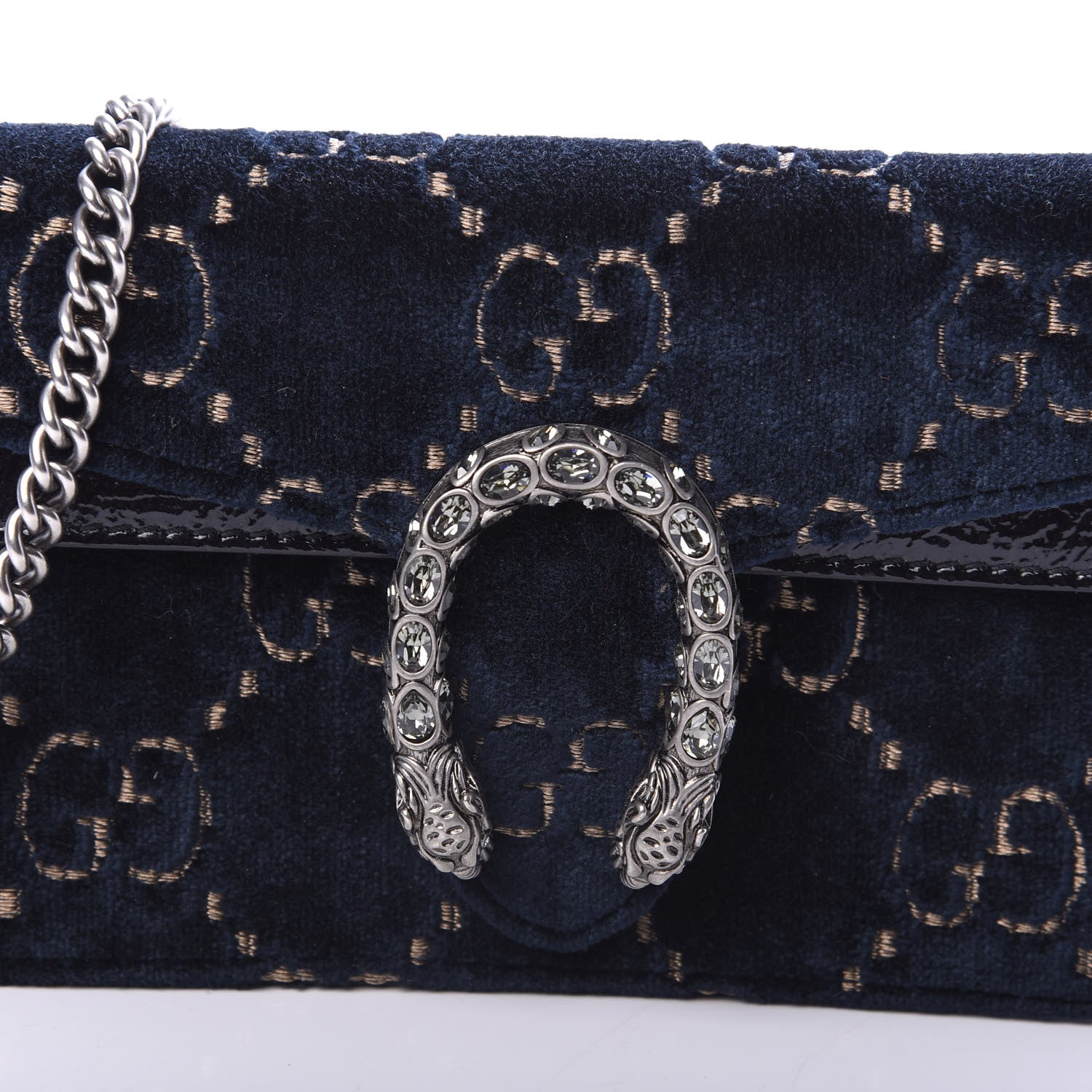 Gucci Velvet GG Monogram Super Mini Dionysus Shoulder Bag Blue Beige Black 8 of 8