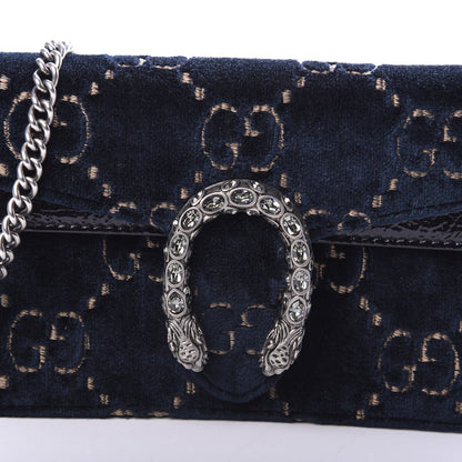 Gucci Velvet GG Monogram Super Mini Dionysus Shoulder Bag Blue Beige Black 8 of 8