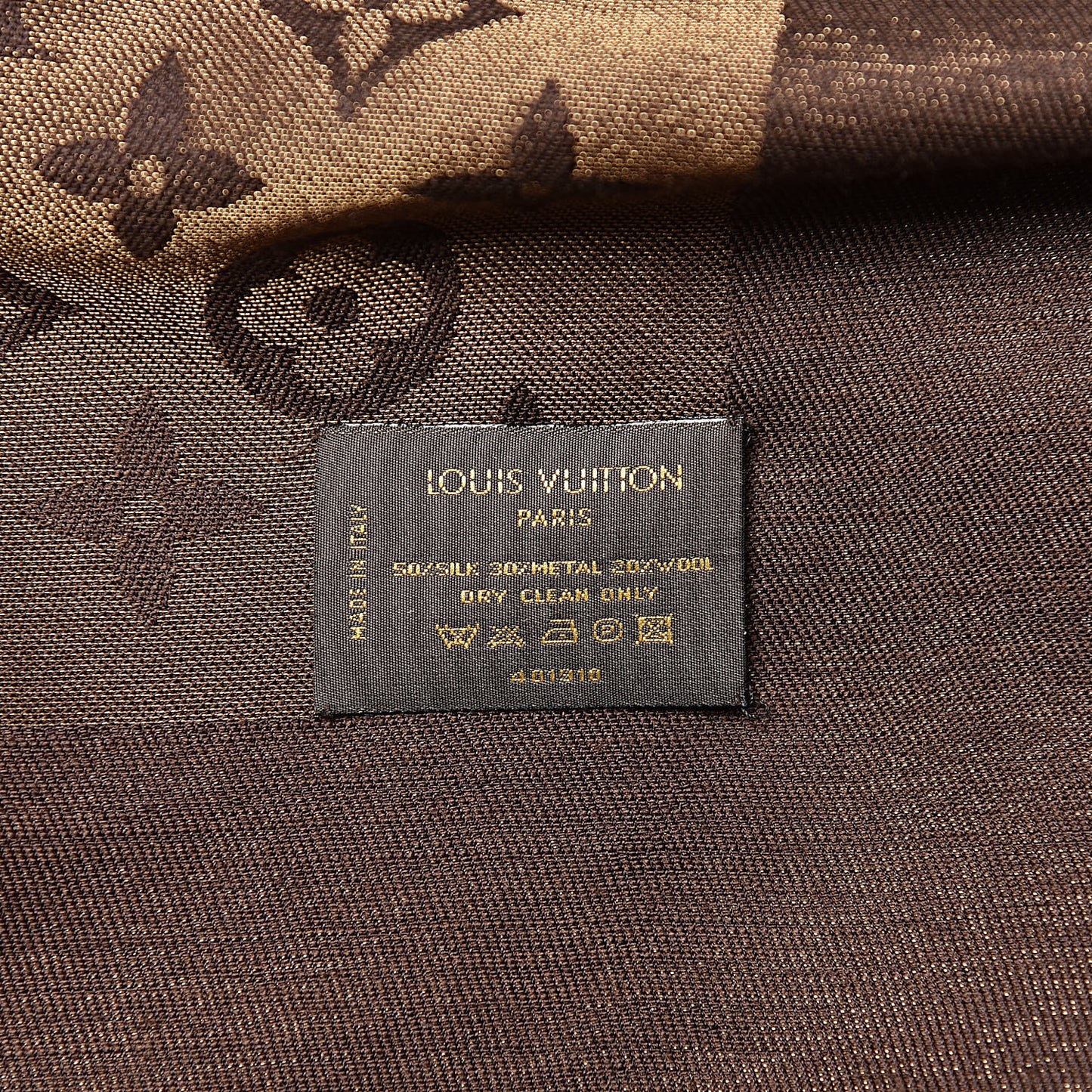 Silk Lurex Wool Monogram Shine Shawl Brown