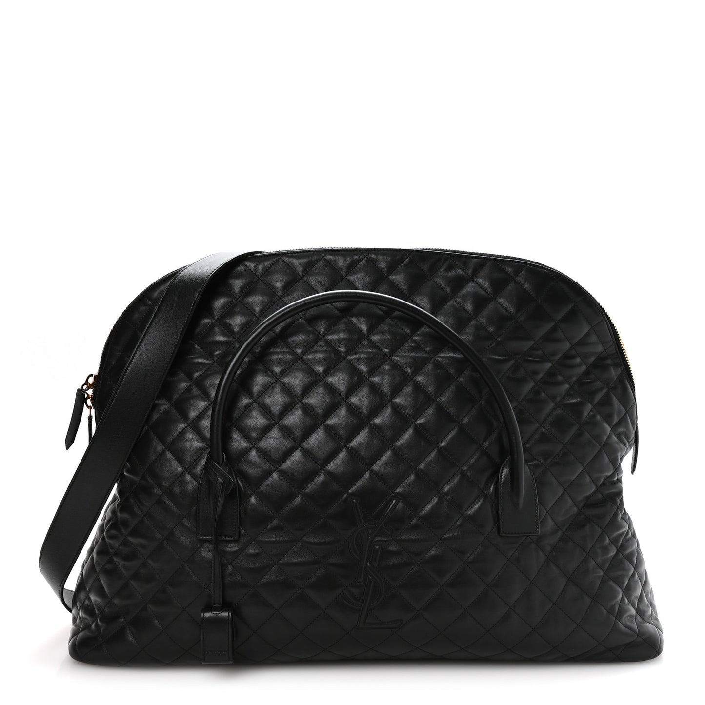 Calfskin Quilted ES Giant Travel Bag Black