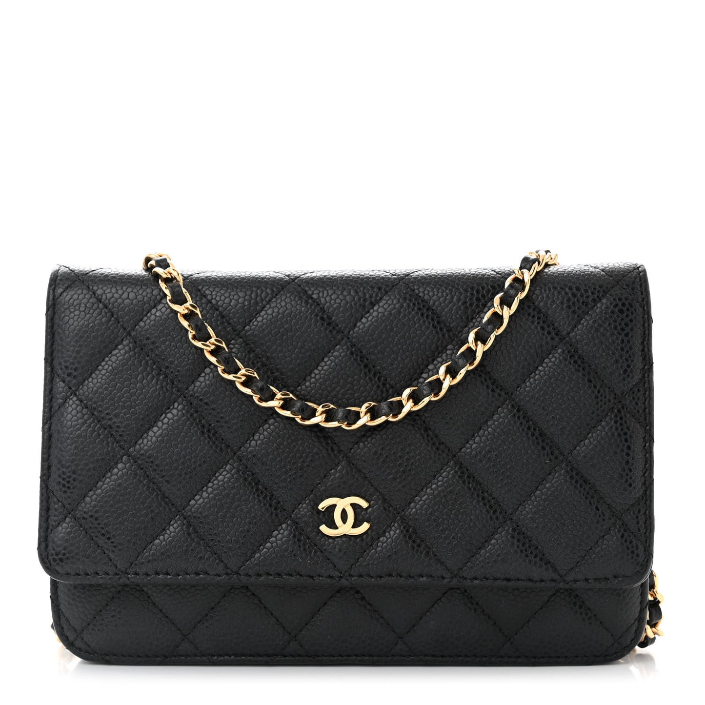 Caviar Quilted Wallet on Chain WOC Black
