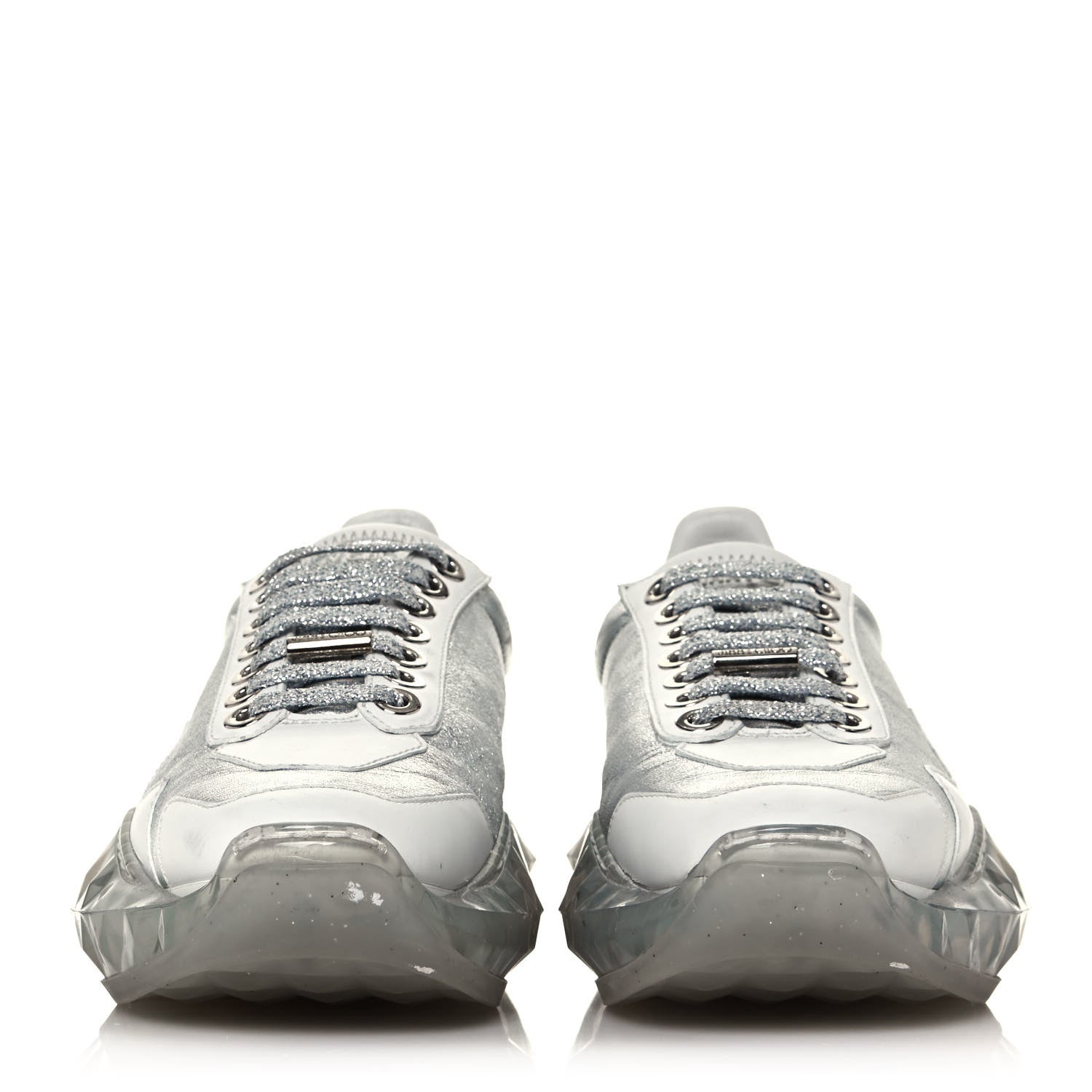 Jimmy Choo Metallic Calfskin Womens Diamond F Low Top Sneaker 36.5 White Silver 2 of 10