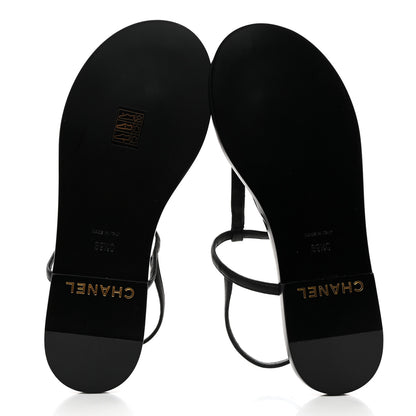 Chanel Lambskin Chain CC Logo Thong Sandals 39.5 Black 5 of 7