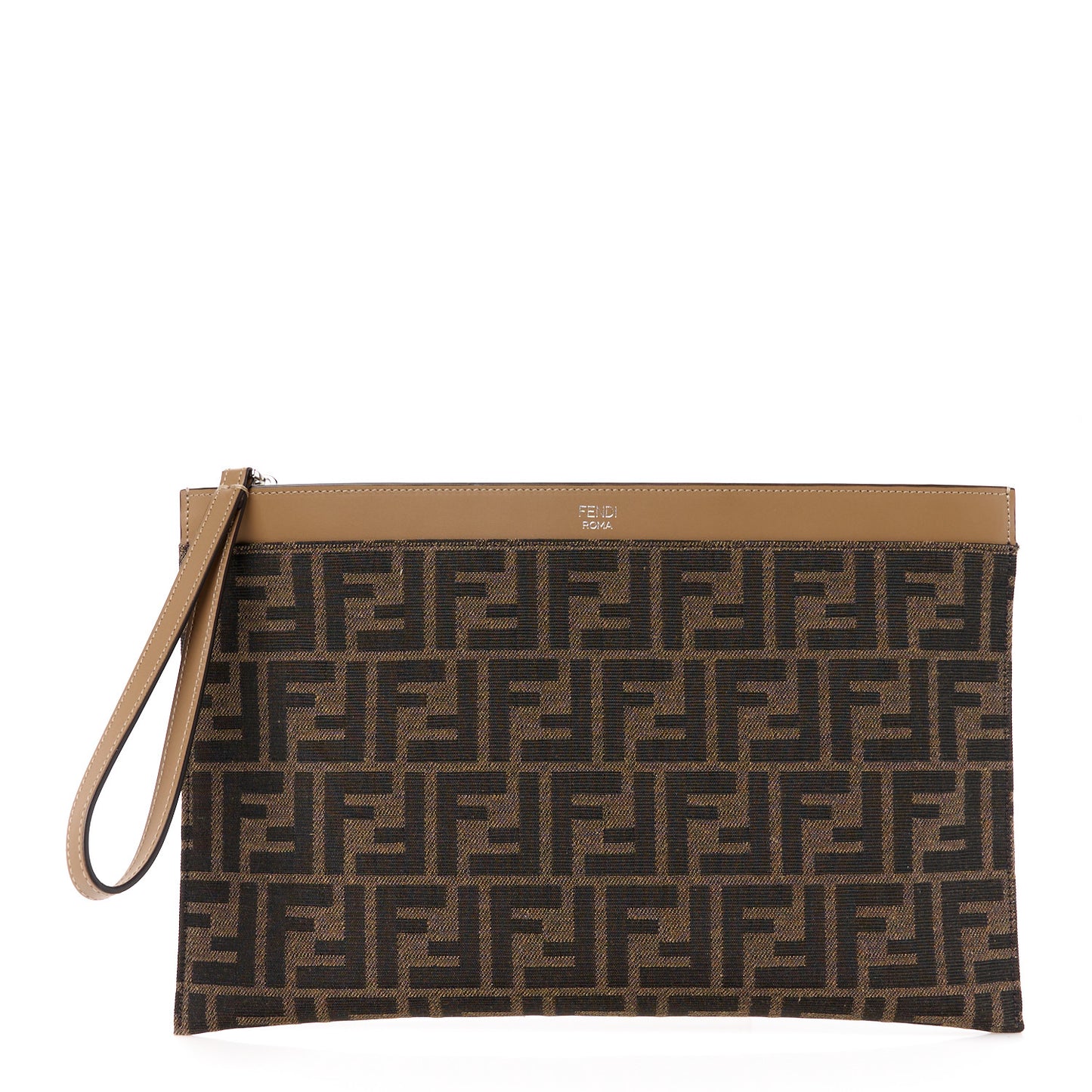 Vitello King Jacquard FF 1974 Medium Flat Pouch Tobacco Moro Sand