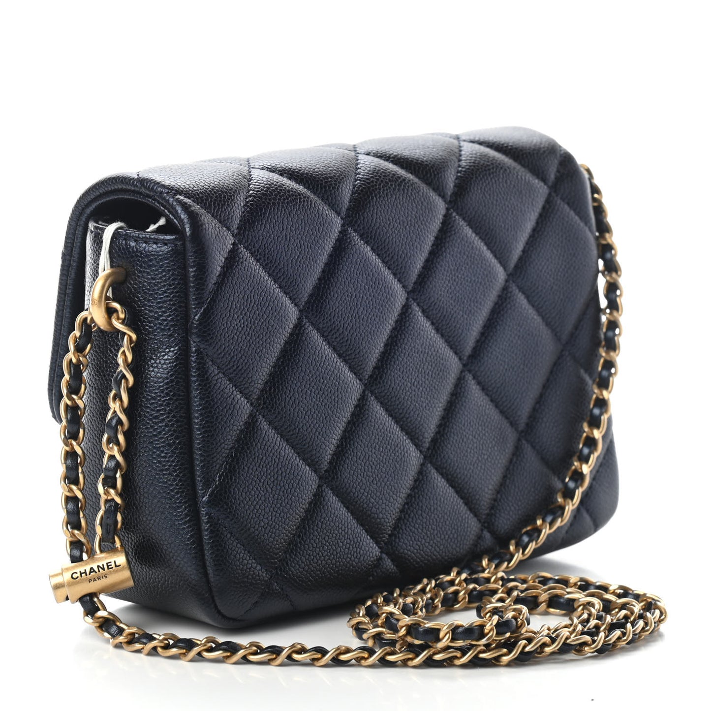 Iridescent Caviar Quilted Mini My Perfect Flap Black