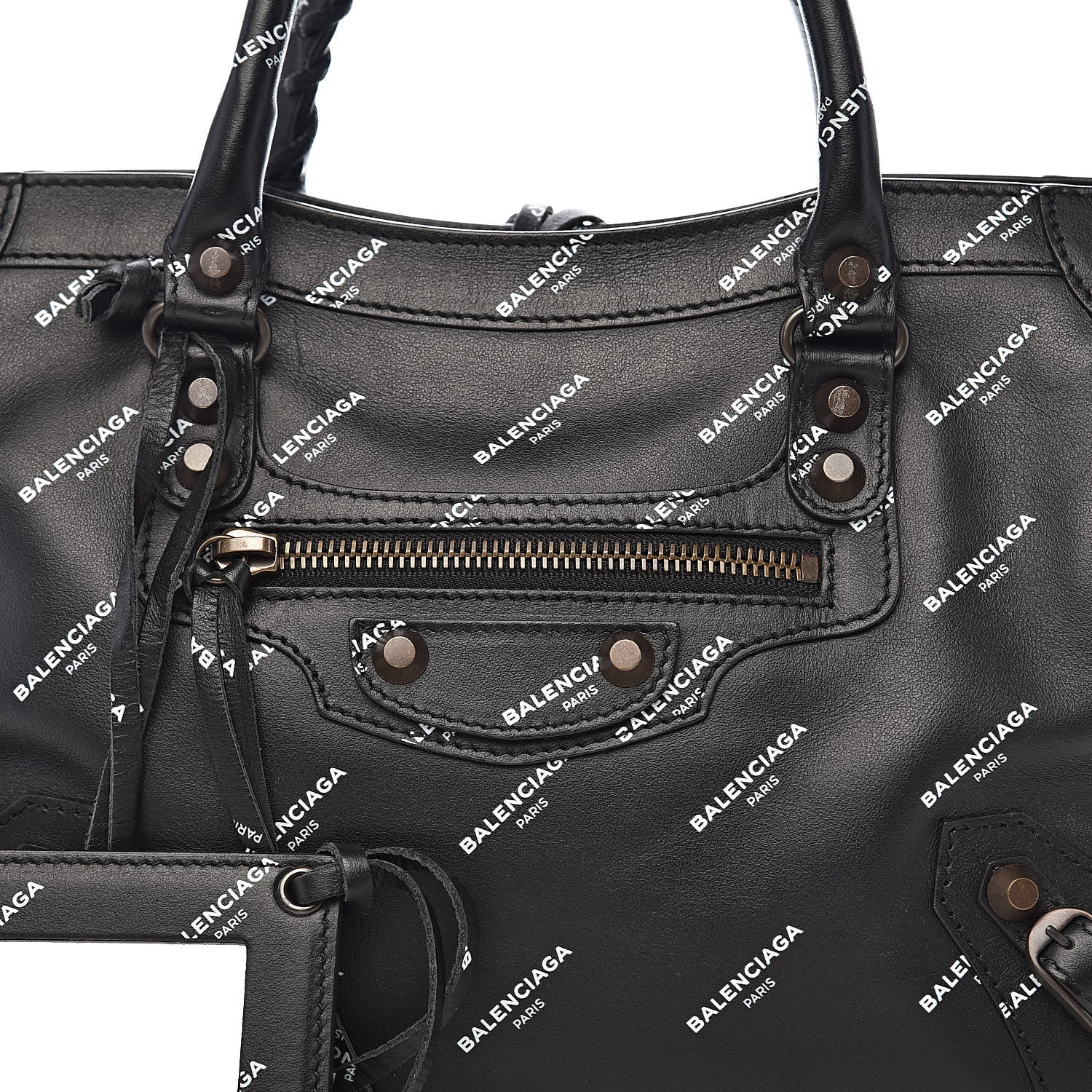 Balenciaga Veau Allover Logo Classic Hardware S City Black White 10 of 10