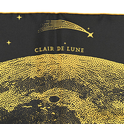 Hermes Silk Clair De Lune Double Face Scarf 90 Black Jaune D'Or Bleu 8 of 9