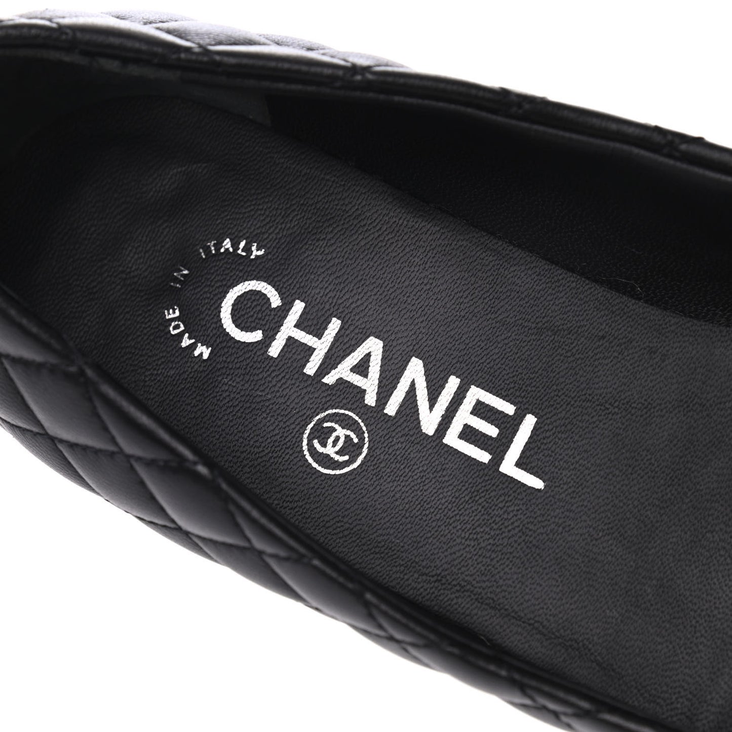 Lambskin Quilted CC Cap Toe Ballerina Flats 36.5 Black