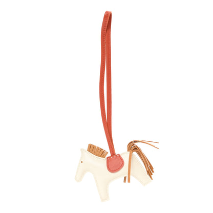 Hermes Milo Lambskin Grigri Rodeo Horse Bag Charm PM Craie Sesame Cornaline 1 of 4