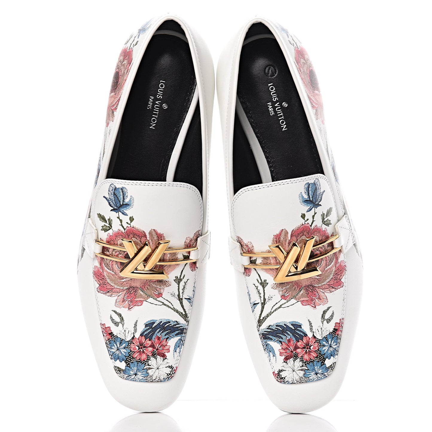 Calfskin Upper Case Flat Flowers Loafer 37.5 White Multicolor
