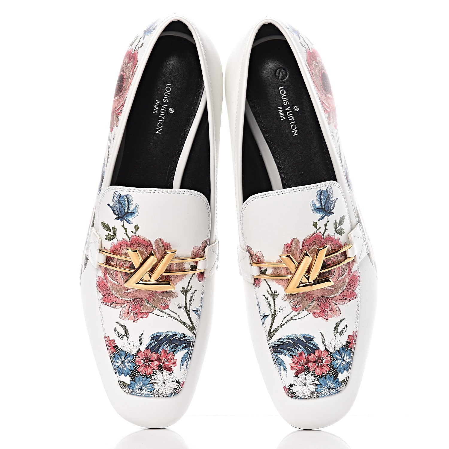 Louis Vuitton Calfskin Upper Case Flat Flowers Loafer 37.5 White Multicolor 9 of 10
