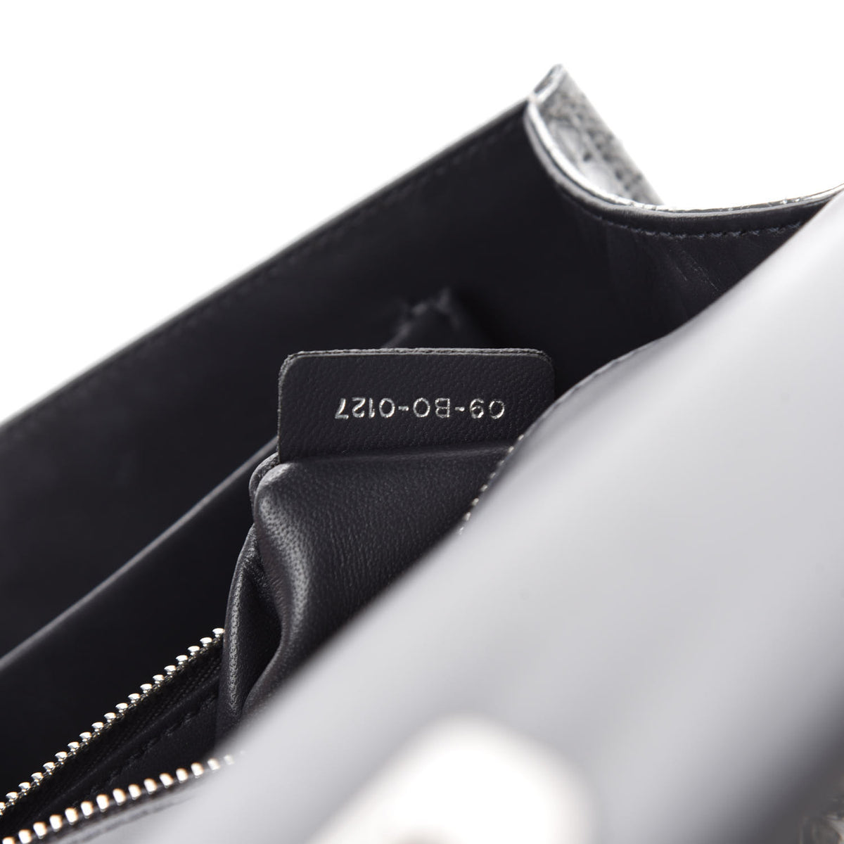 Metallic Patent Micro-Cannage Medium Diorama Flap Bag Silver